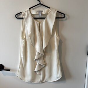 H&M Cream Ruffle Front Blouse